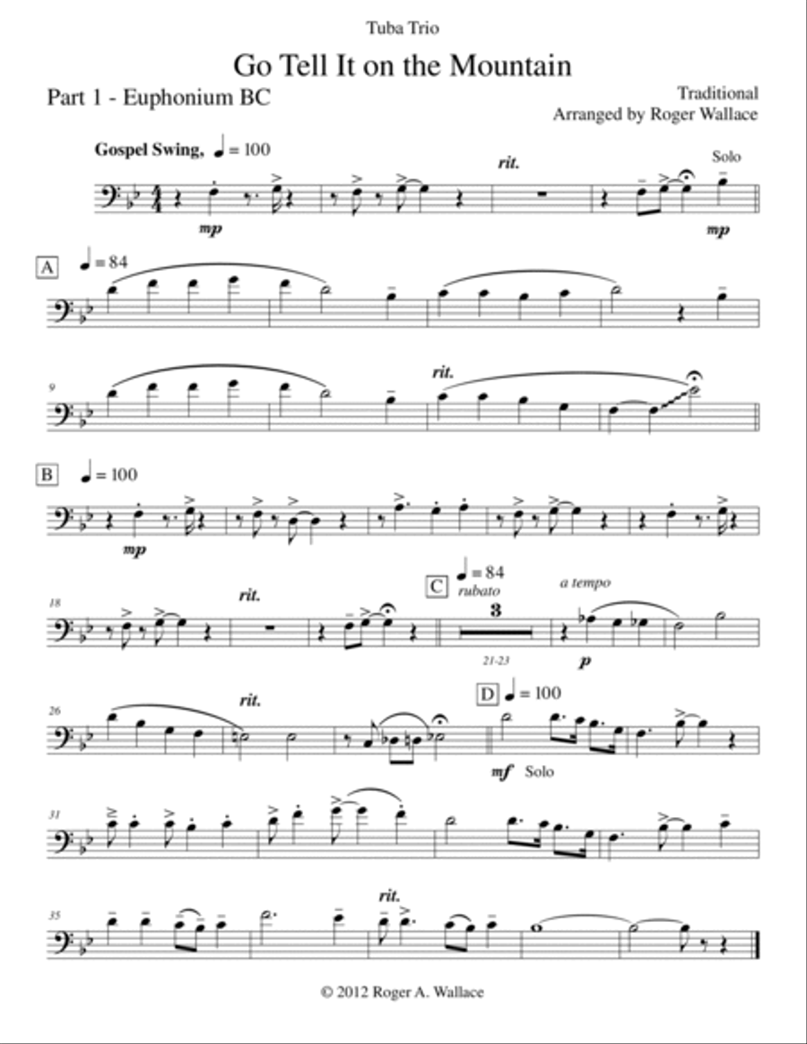 Go Tell It on the Mountain (Tuba Trio) Brass Trio scores gallery preview page 4