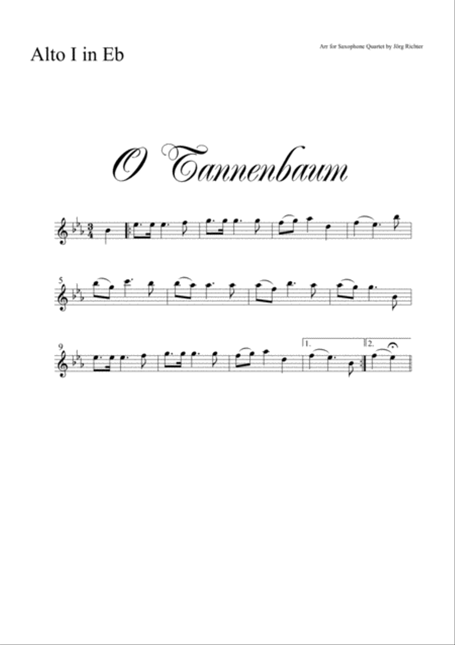 O Christmas Tree (O Tannenbaum) for Saxophone Quartet Saxophone Quartet scores gallery preview page 3