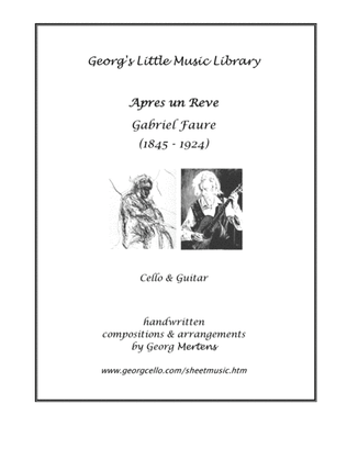 Book cover for G. Faure "Apres un Reve" arr. for cello & guitar
