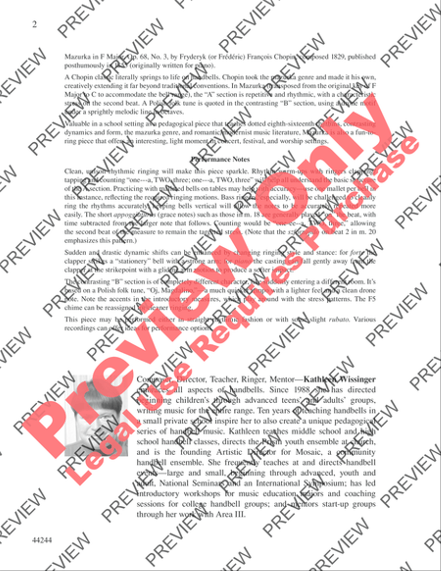 Mazurka, Opus 68, No. 3 Mazurka, Opus 68, No. 3 Handbell Choir scores gallery preview page 2