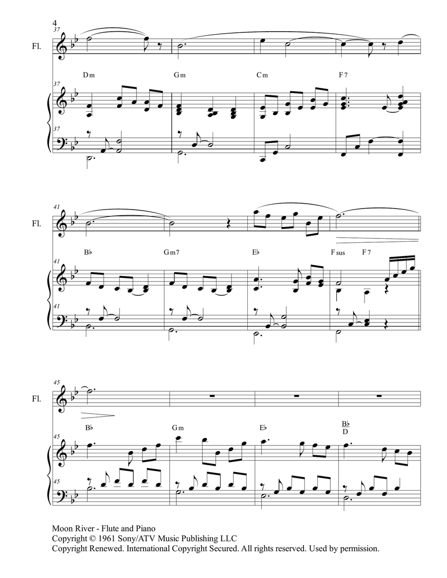 Moon River Flute Solo scores gallery preview page 4