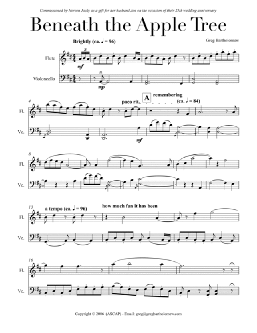 Beneath the Apple Tree (flute & cello) Flute scores gallery preview page 2