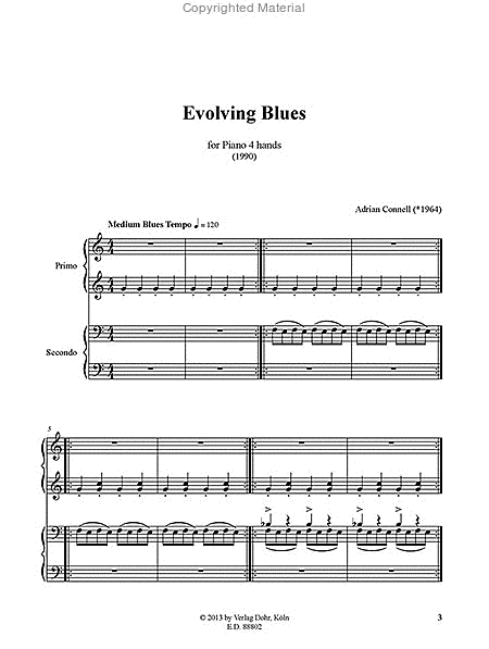 Evolving Blues für Klavier vierhändig (1990)