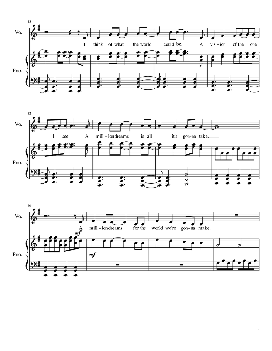 A Million Dreams A Million Dreams Vocal Duet scores gallery preview page 5