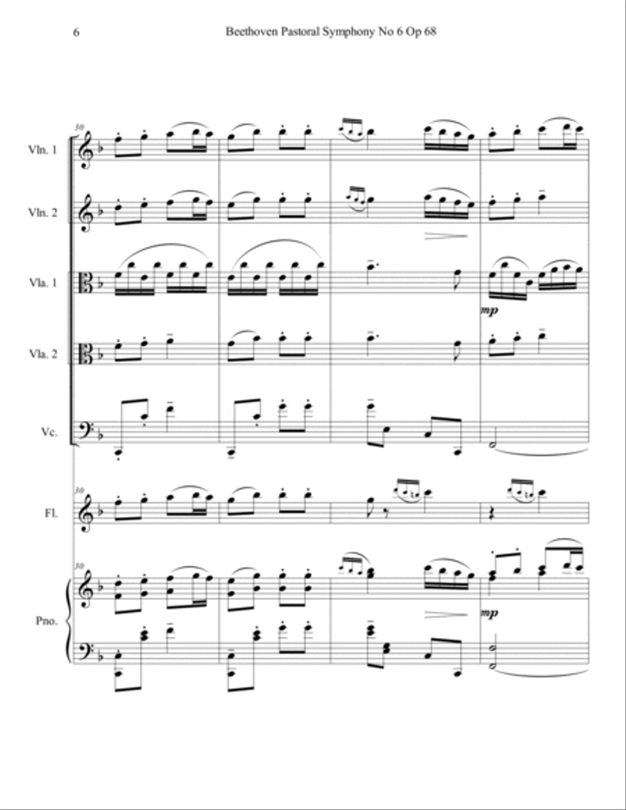 Beethoven Pastoral Symphony No 6 Countryside Arrival String Quartet String Quartet scores gallery preview page 6