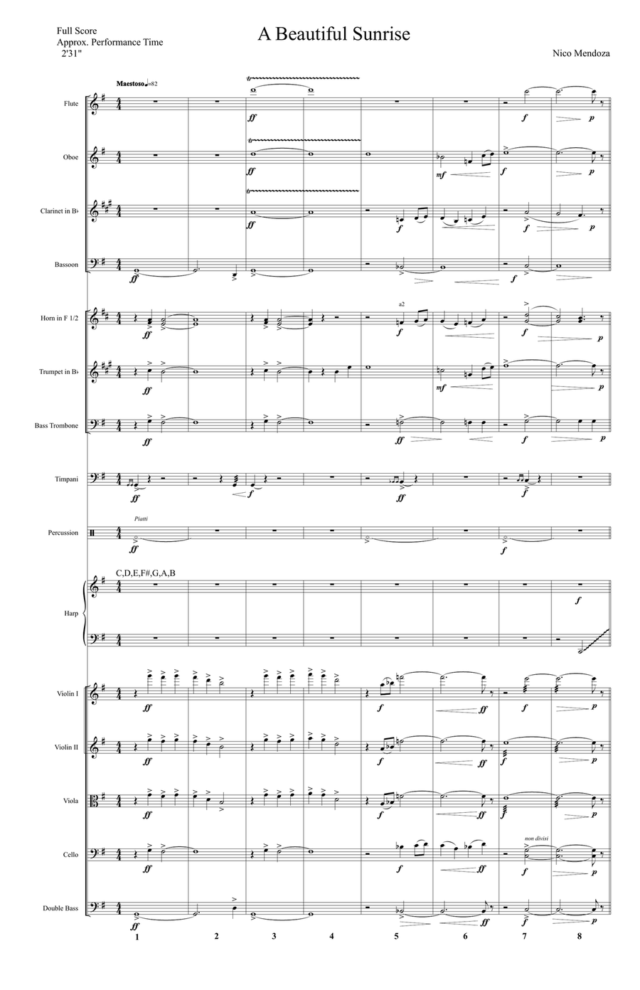 A Beautiful Sunrise Full Orchestra scores gallery preview page 1