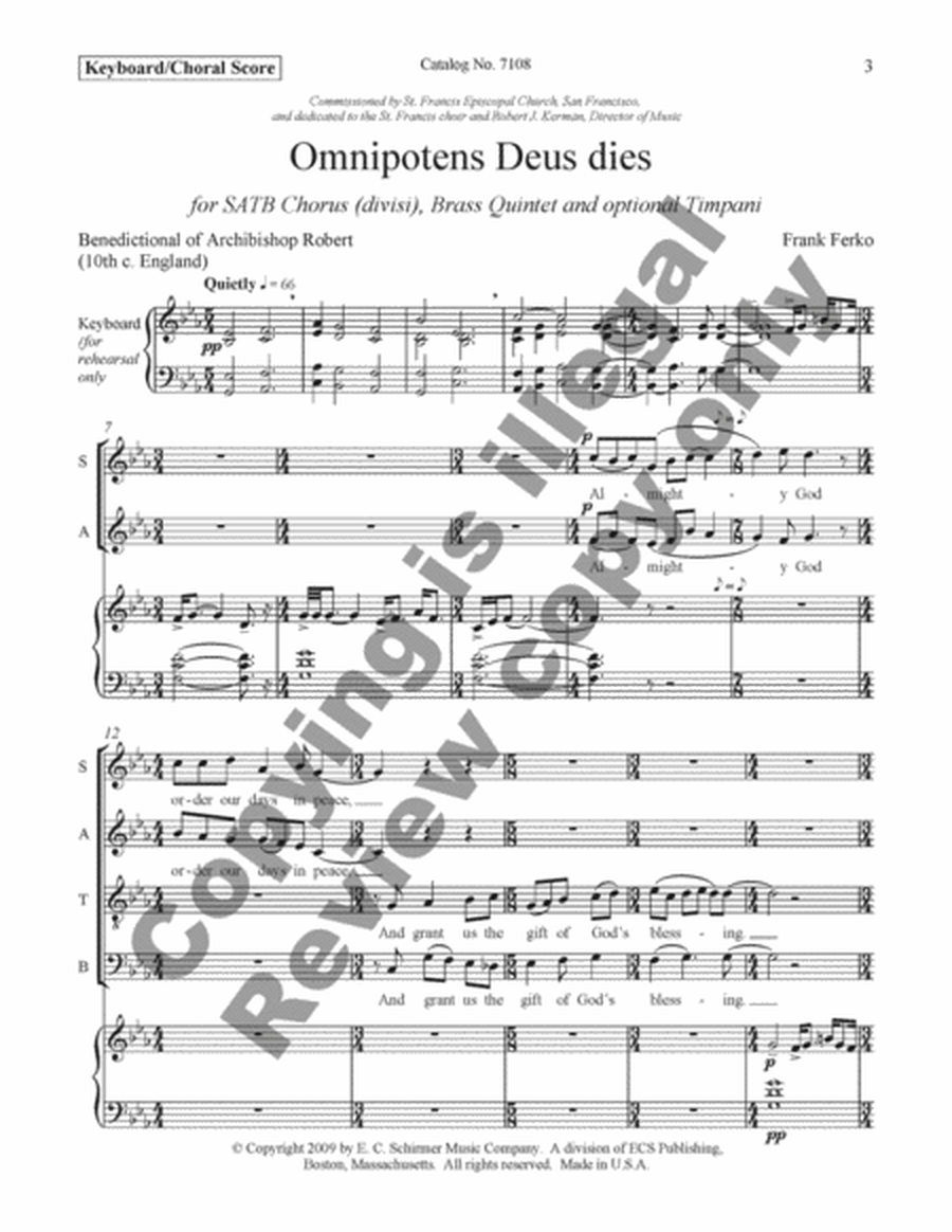 Omnipotens Deus dies (Keyboard/choral score)
