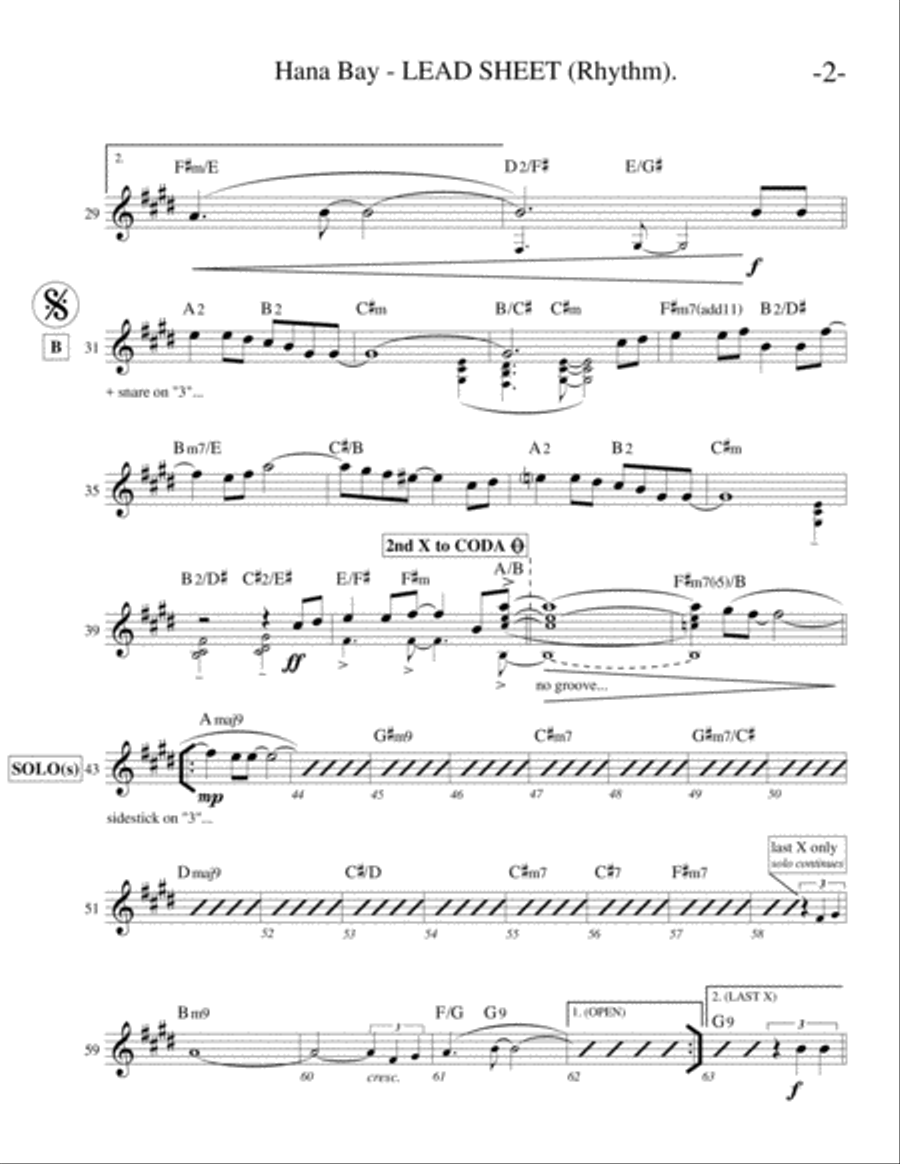 Hana Bay (Lead Sheet) Hana Bay (Lead Sheet) Electric Guitar scores gallery preview page 2