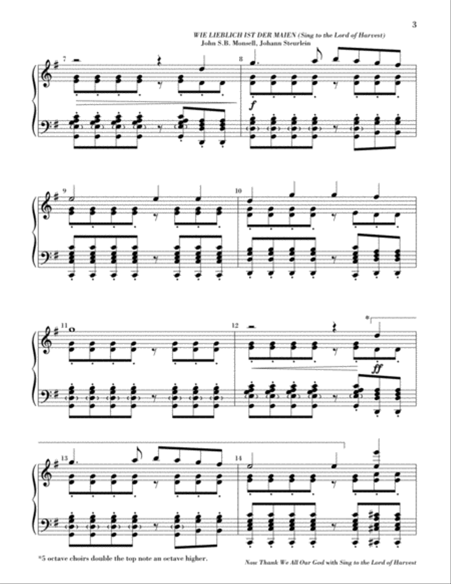 Now Thank We All Our God with Sing to the Lord of Harvest 5-Octaves scores gallery preview page 3