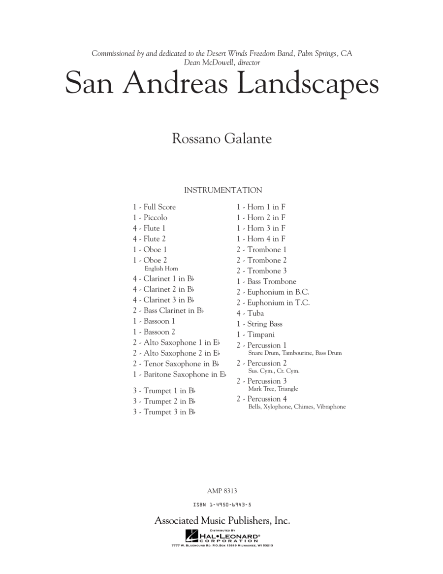 San Andreas Landscapes - Conductor Score (Full Score) Concert Band scores gallery preview page 1