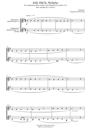 Jolly Old St. Nicholas (for euphonium duet (Bb treble, 3 or 4 valved), suitable for grades 1-5)