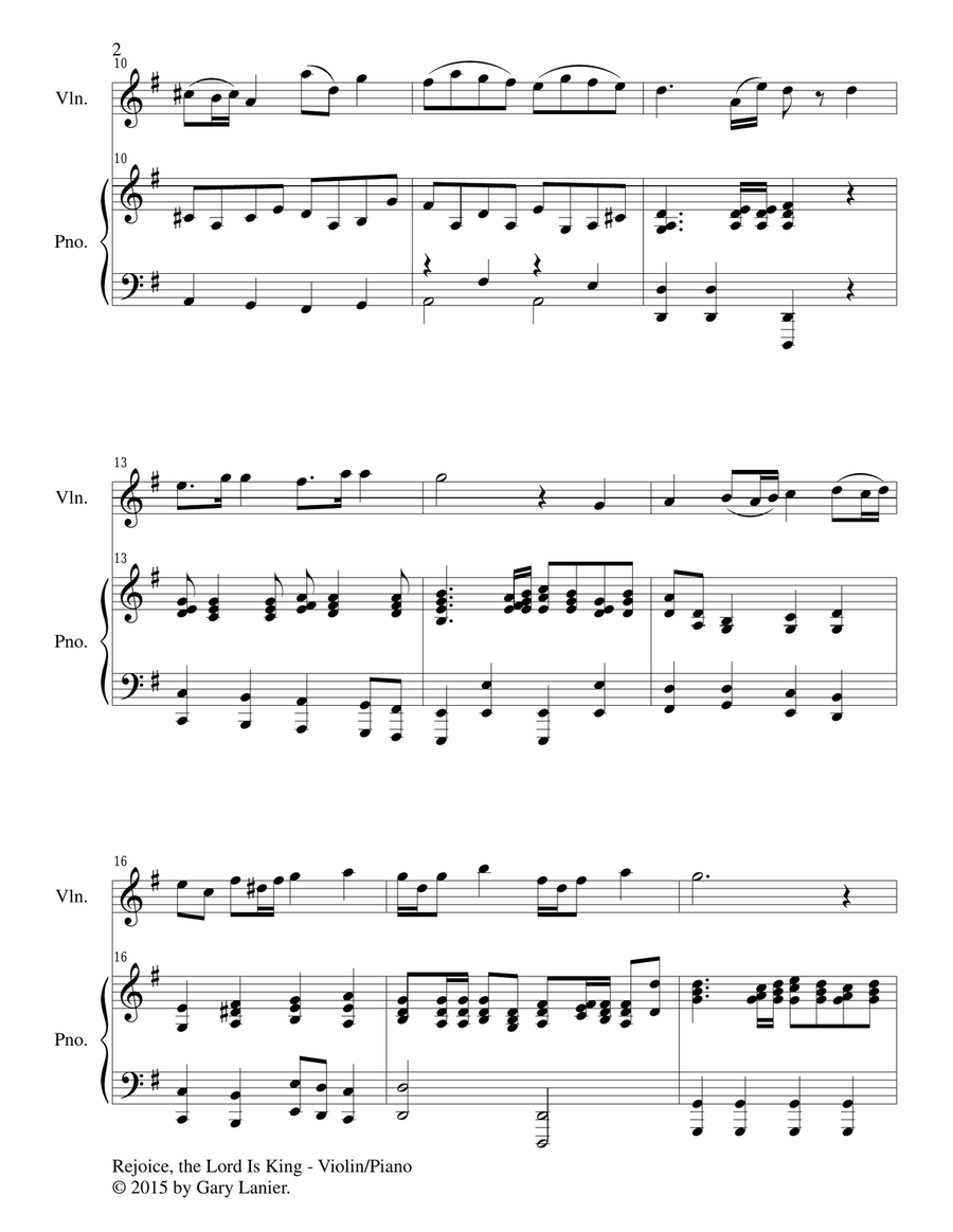 REJOICE, THE LORD IS KING (Duet – Violin and Piano/Score and Parts) Violin Solo scores gallery preview page 3