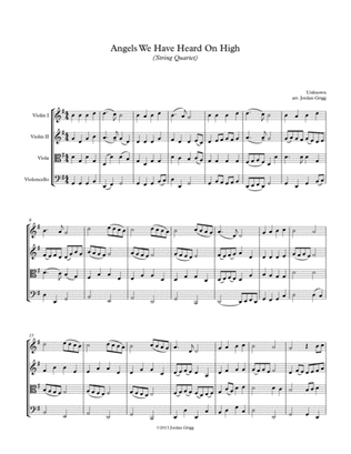 Angels We Have Heard on High for String Quartet-Score and Parts
