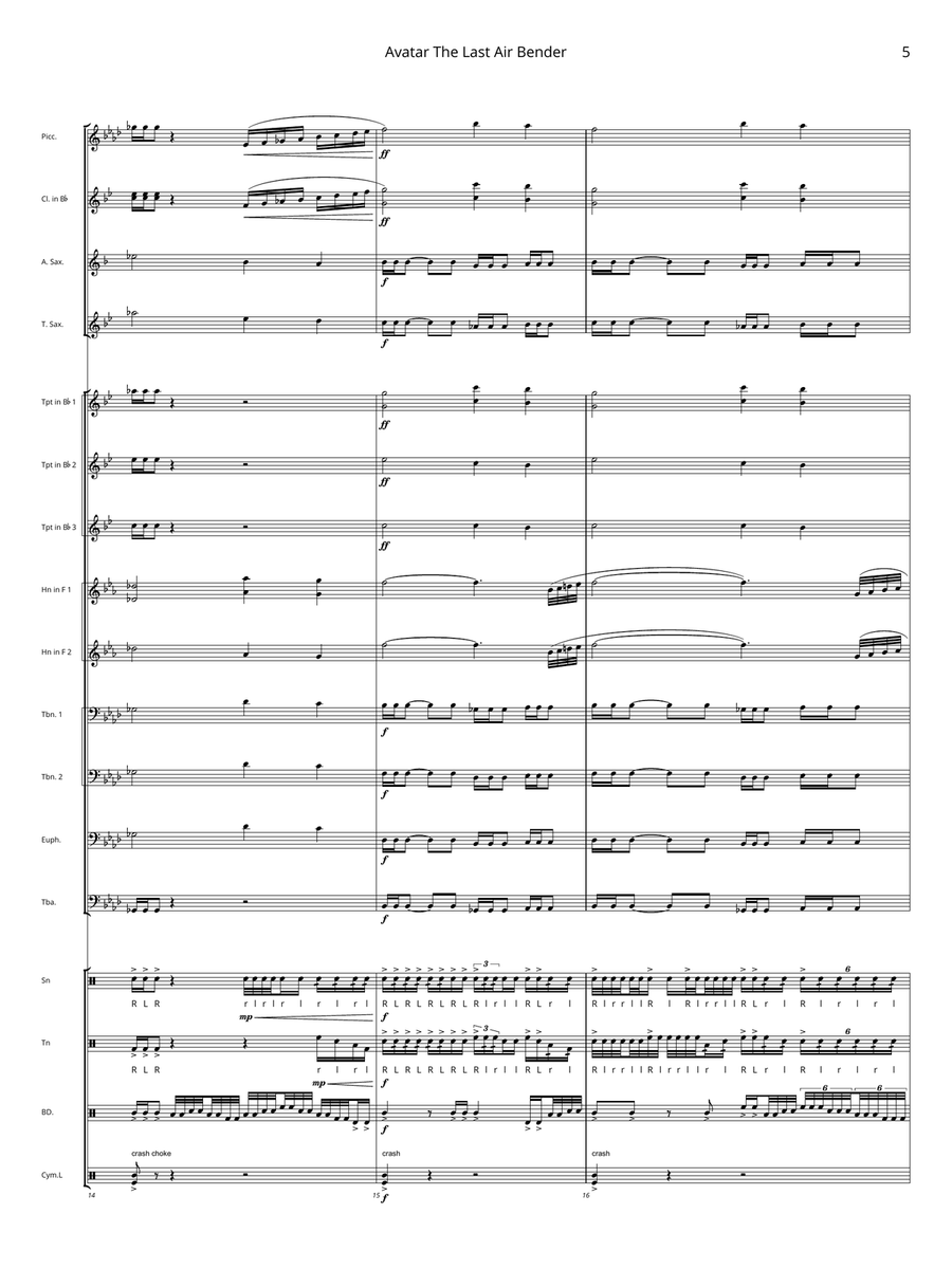 Avatar: The Last Airbender Marching Band scores gallery preview page 5
