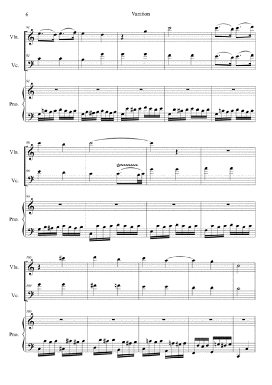 Varations KV.265 Piano Trio scores gallery preview page 6
