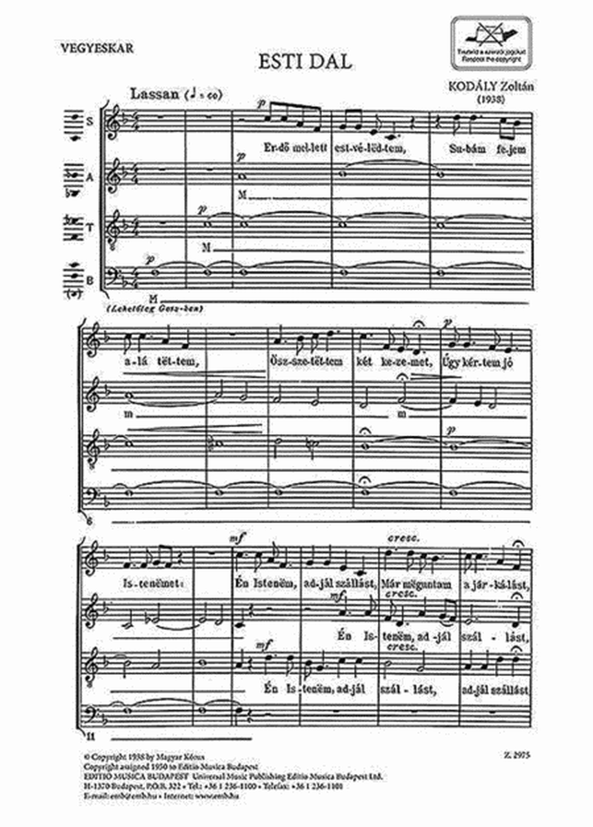 Evening Song Satb Esti Dal image number null
