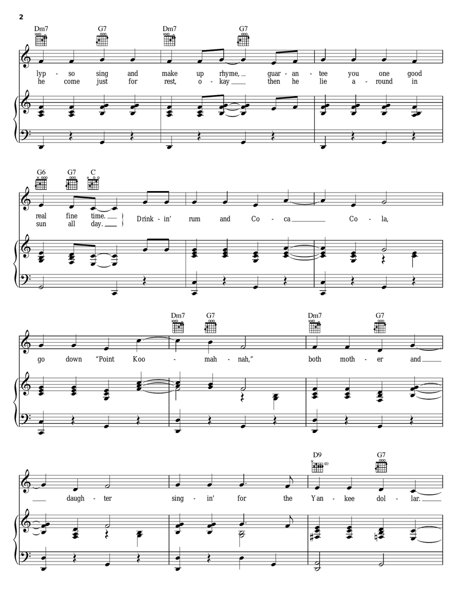 Rum And Coca-Cola Piano, Vocal, Guitar scores gallery preview page 2