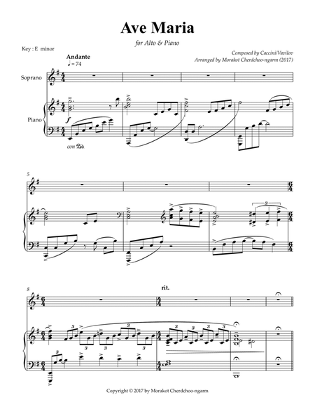 Ave Maria (Caccini) E minor for Alto & Piano image number null