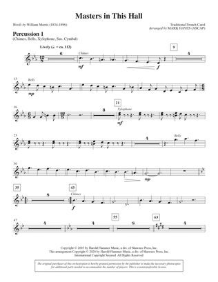Masters in This Hall (arr. Mark Hayes) - Percussion 1