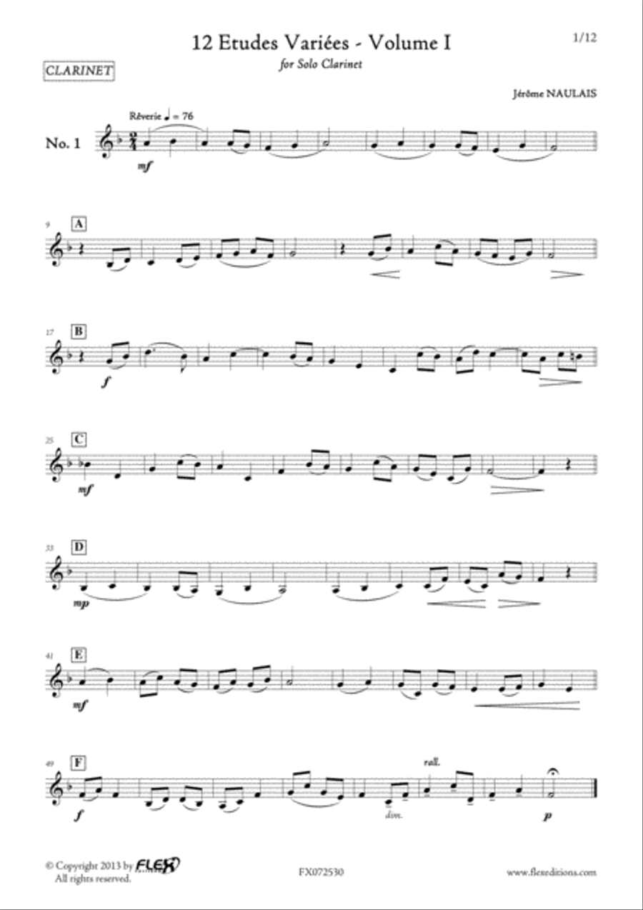 12 Etudes Variees - Volume I B-Flat Clarinet scores gallery preview page 2