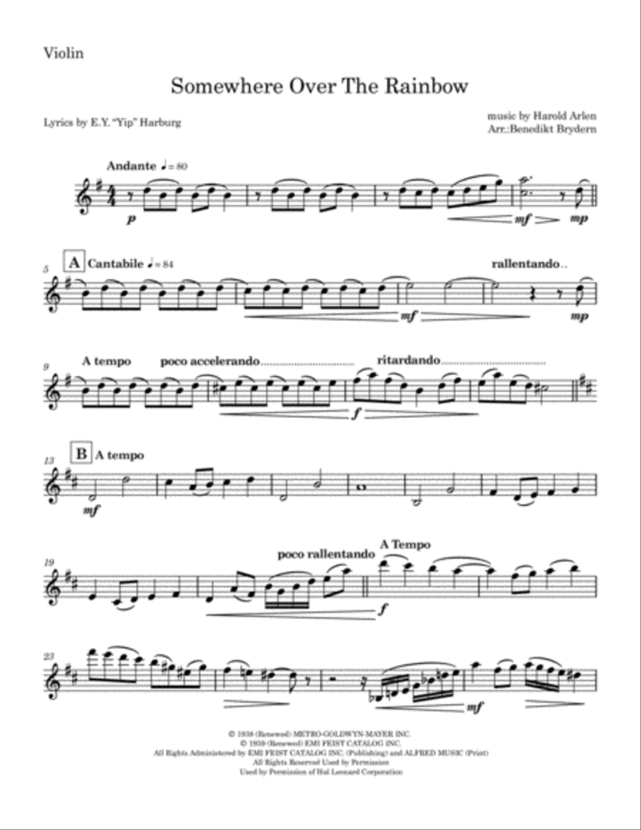 Over The Rainbow (from The Wizard Of Oz) String Quartet scores gallery preview page 6