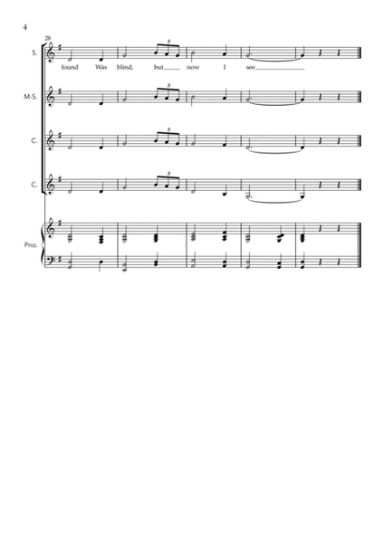 Amazing Grace (for Choral - SSAA with Easy Piano) image number null