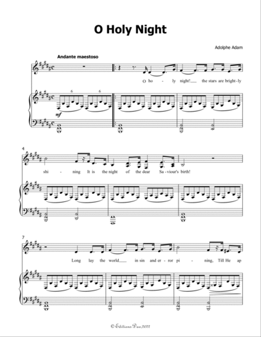 O Holy night cantique de noel, by Adam, in B Major Voice scores gallery preview page 3