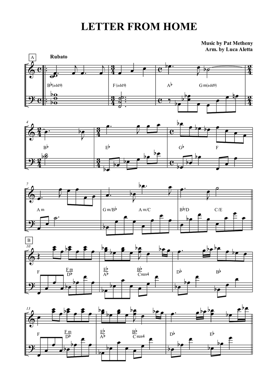 Letter From Home Easy Piano scores gallery preview page 1