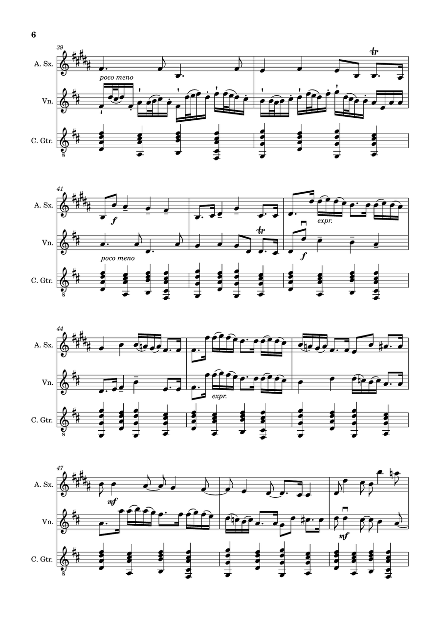 Canon in D Major, P.37; T.337. A. Sax, Violin, and Guitar. Score and Parts. Chamber Music scores gallery preview page 6