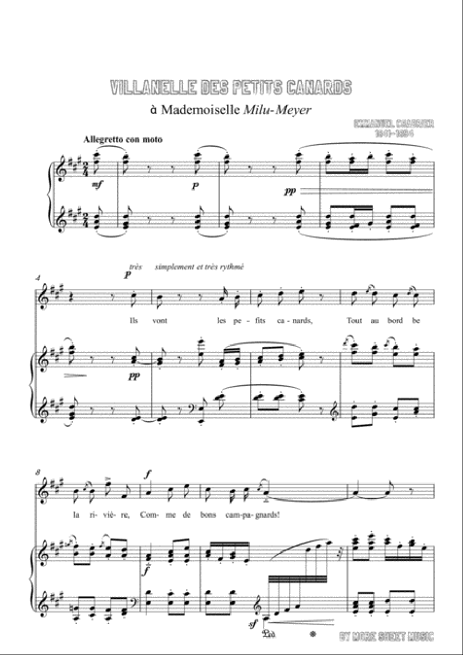 Chabrier-Villanelle des petits canards in A Major,for voice and piano Voice Solo scores gallery preview page 3