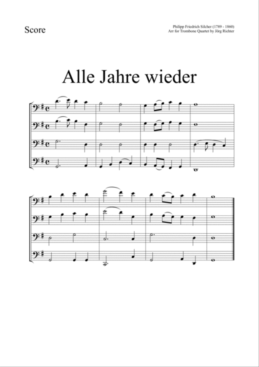 Every Year Again (Alle Jahre wieder) for Trombone Quartet Brass Quartet scores gallery preview page 2