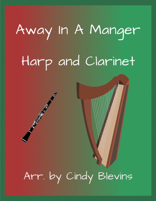 Book cover for Away In a Manger, for Harp and Clarinet