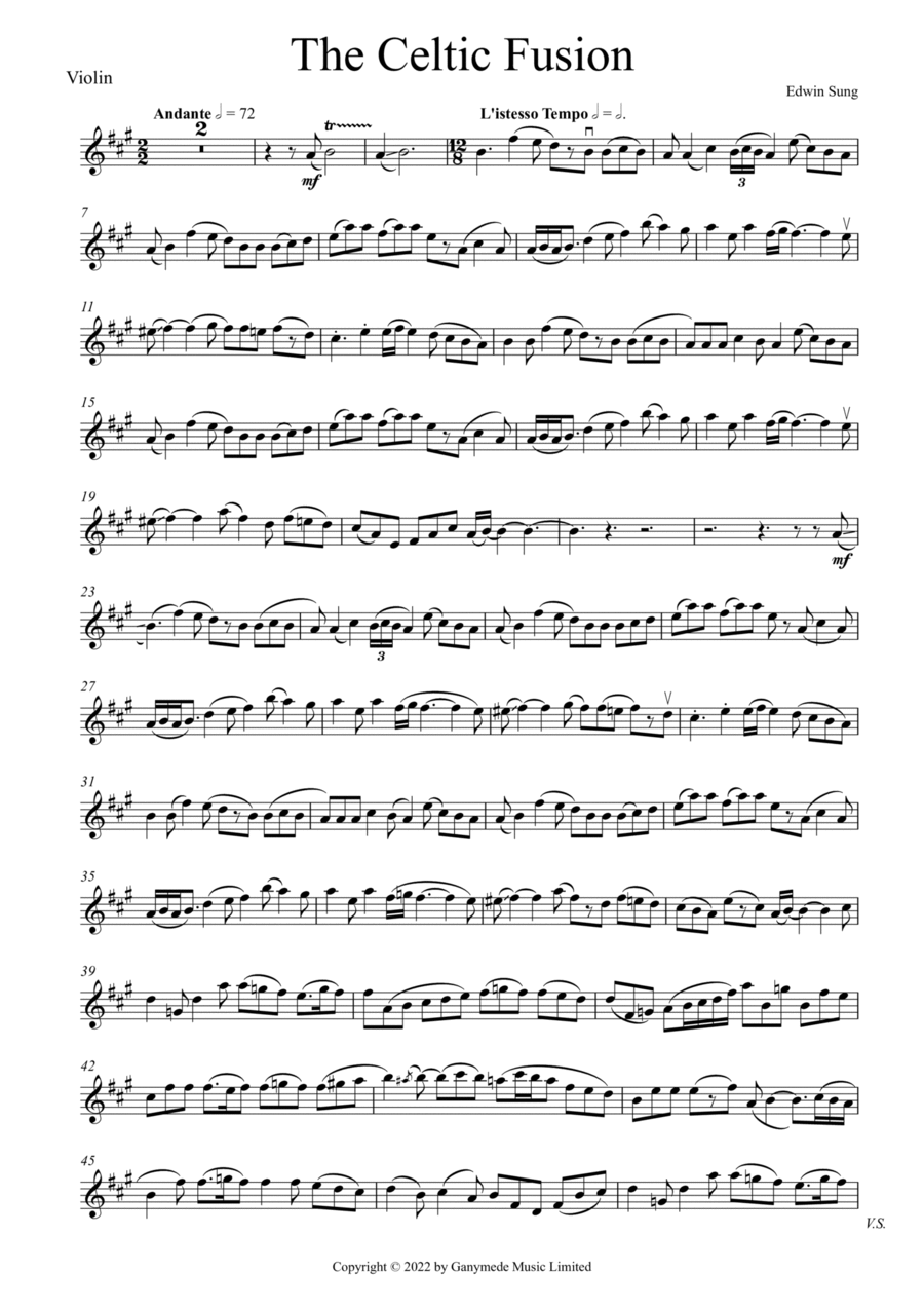 The Celtic Fusion for Violin (w/ Backing Track audio) Violin Solo scores gallery preview page 1