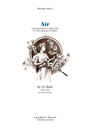 Book cover for Air (on the G string) BWV 1068 for violin and guitar (C Major)