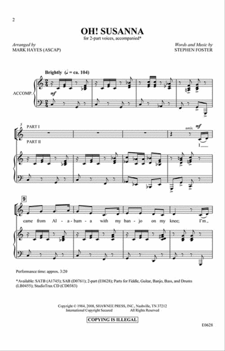 Oh! Susanna 2-Part scores gallery preview page 2