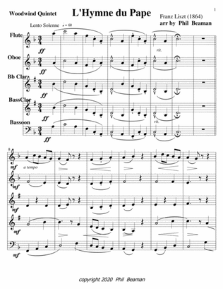Book cover for L'Hymne du Pape-Liszt-woodwind quintet