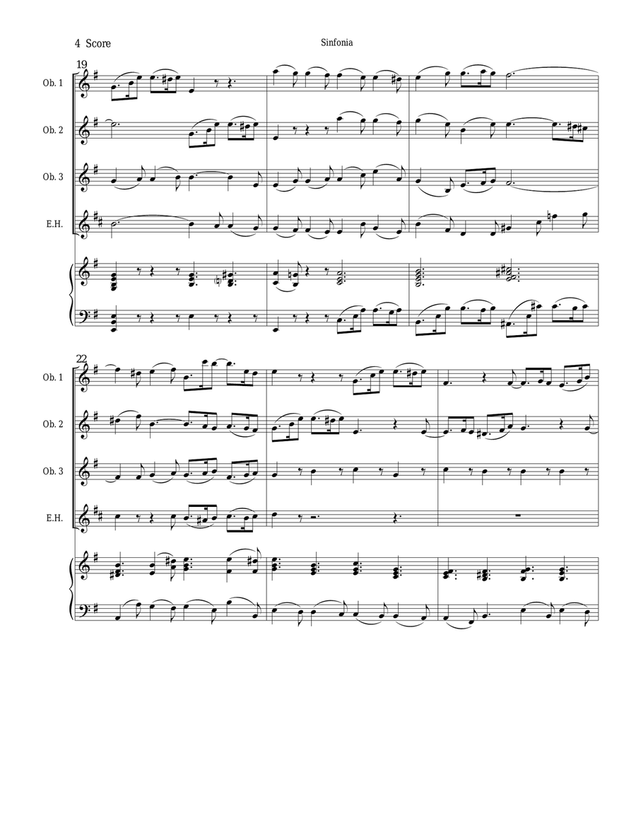 Sinfonia from Bach's Christmas Oratorio for oboe quartet Woodwind Quartet scores gallery preview page 4
