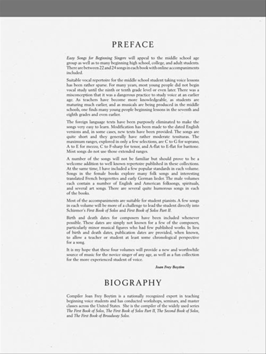 Easy Songs for the Beginning Tenor Voice scores gallery preview page 4