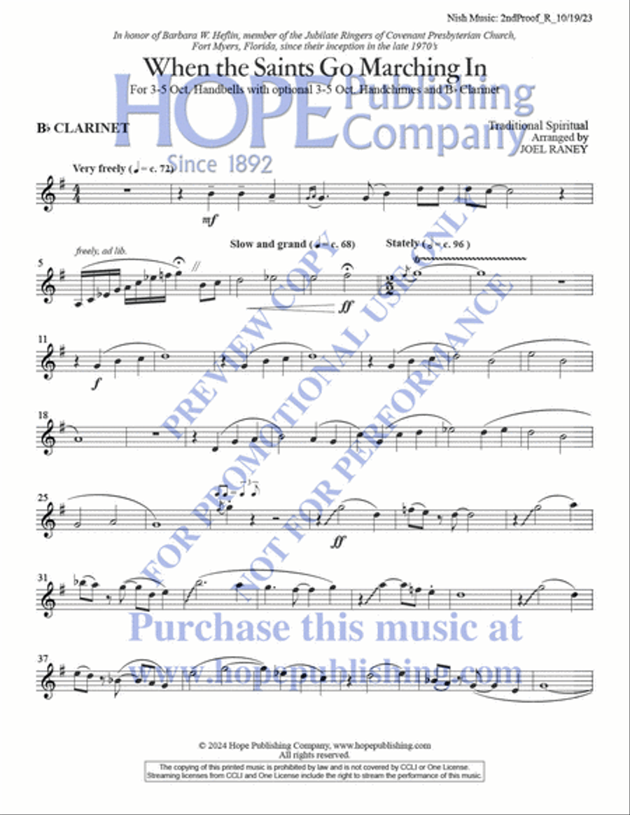 When the Saints Go Marching In Clarinet scores gallery preview page 14