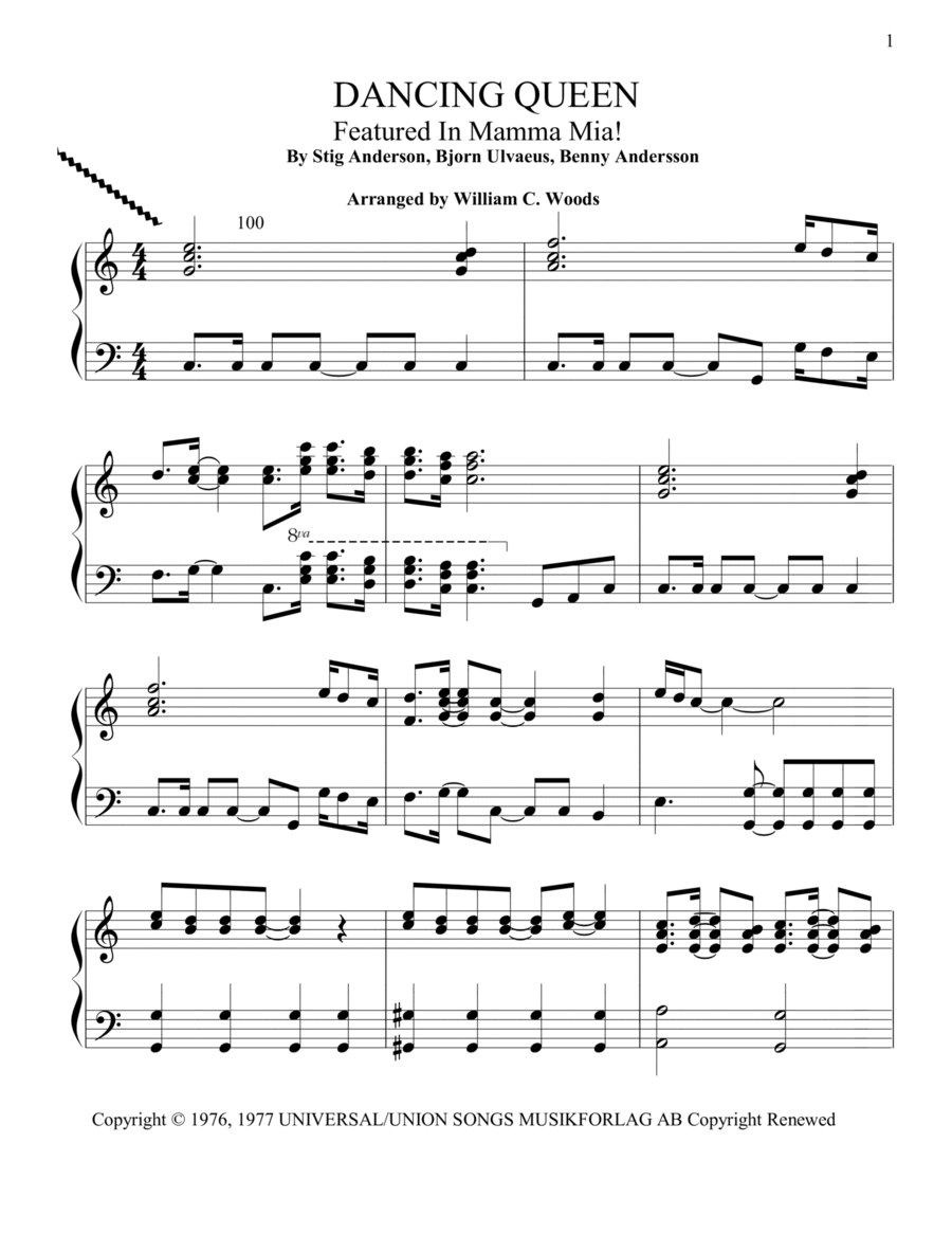 Dancing Queen Dancing Queen Piano Solo scores gallery preview page 1