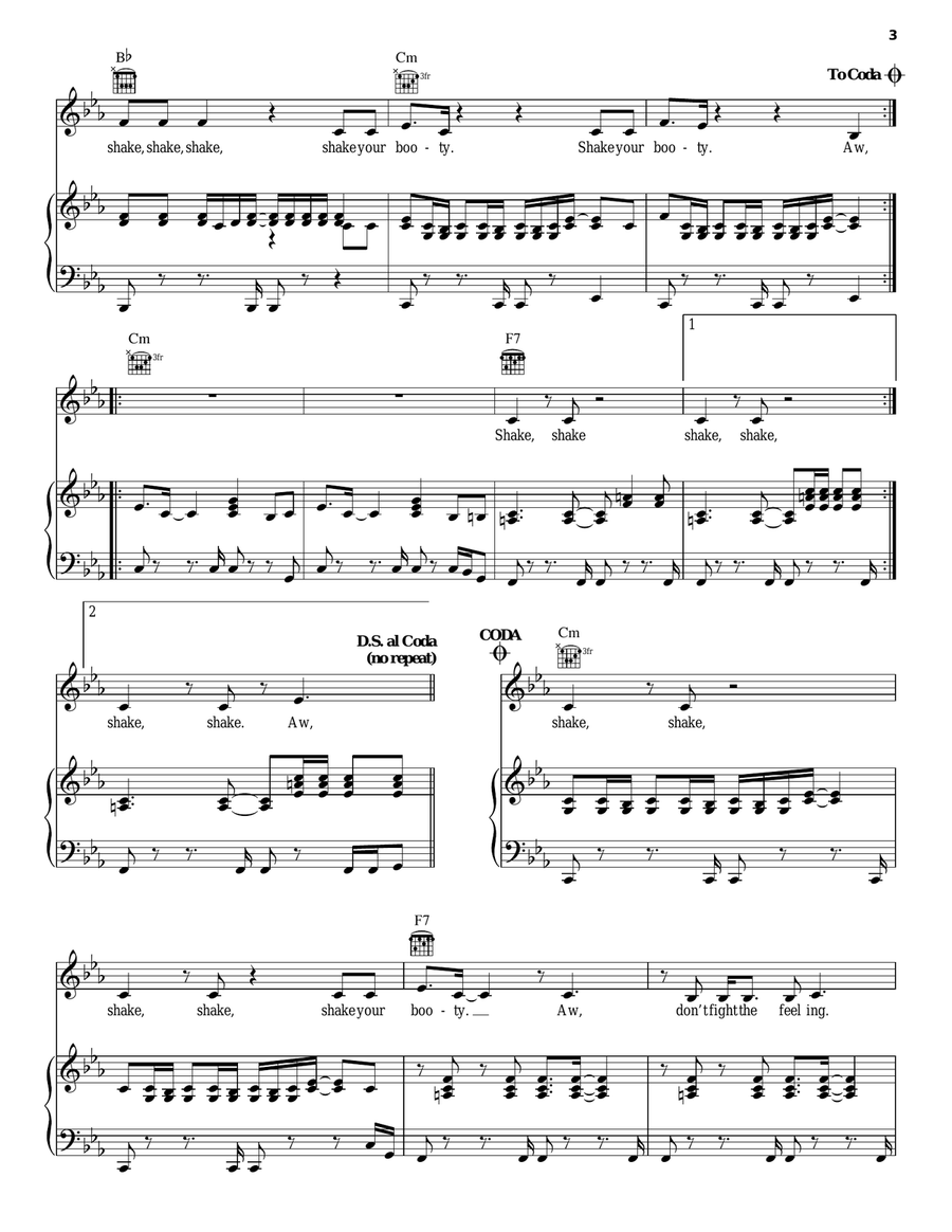 Shake Your Booty Shake Your Booty Piano, Vocal, Guitar scores gallery preview page 3