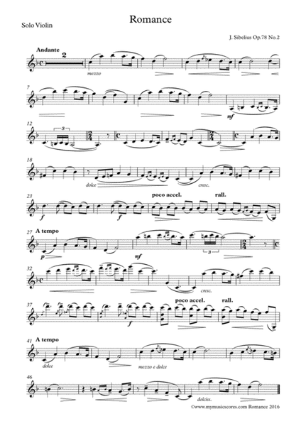 Romance Op. 78 No. 2 for Violin and String Orchestra image number null