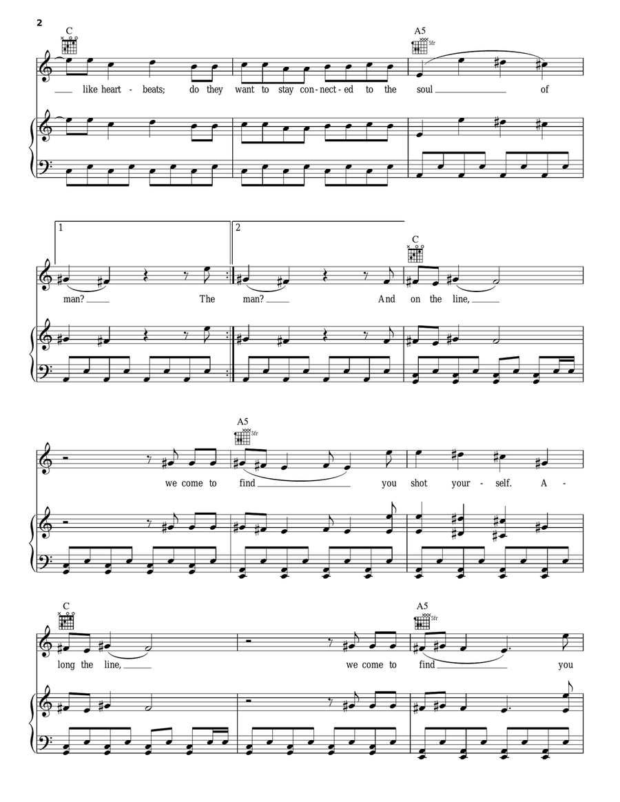 The Line Piano, Vocal, Guitar scores gallery preview page 2