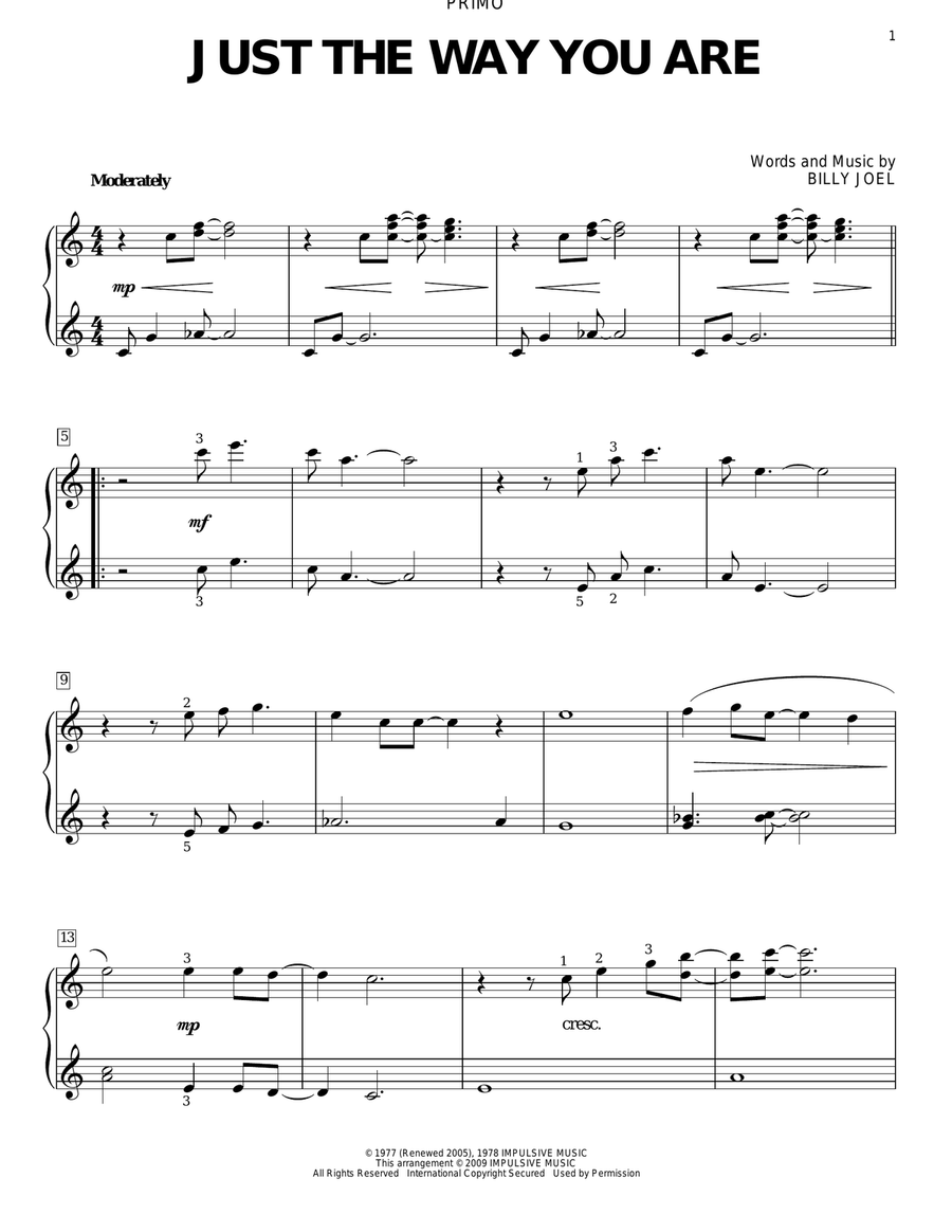 Just The Way You Are Piano Duet scores gallery preview page 2