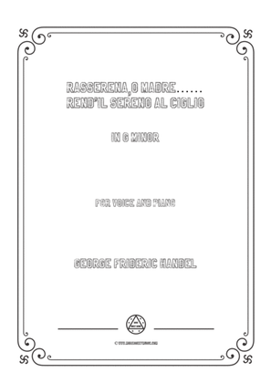 Book cover for Handel-Rasserena,o Madre…Rend'il sereno al ciglio in g minor,for Voice and Piano