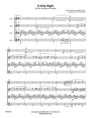 O HOLY NIGHT - Alto Saxophone Quartet - unaccompanied (or SAAA or SAAB)