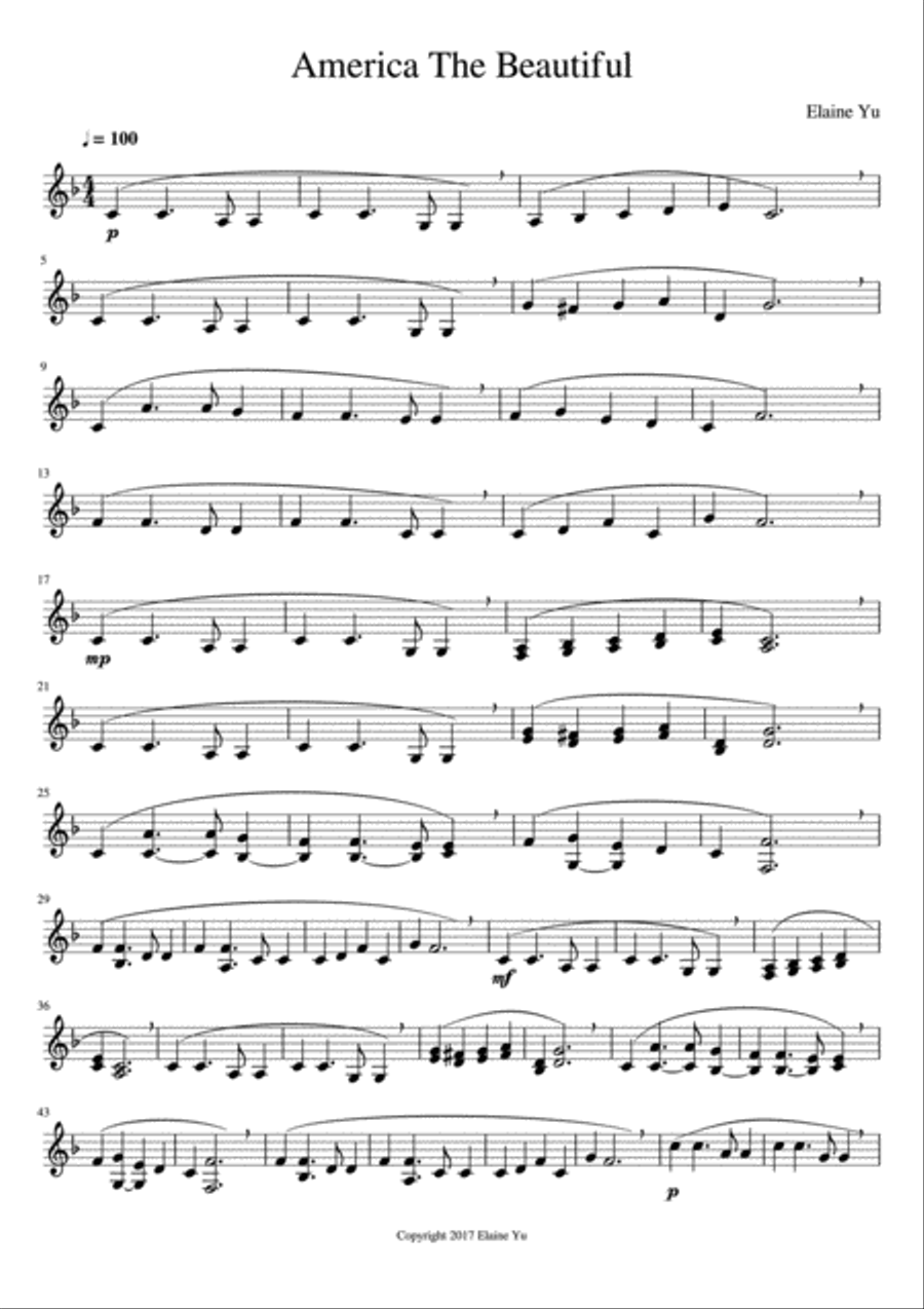 America The Beautiful Part scores gallery preview page 1