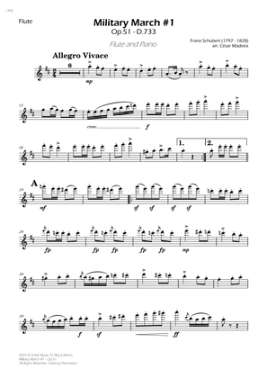 Military March No.1, Op.51 - Flute and Piano (Individual Parts)