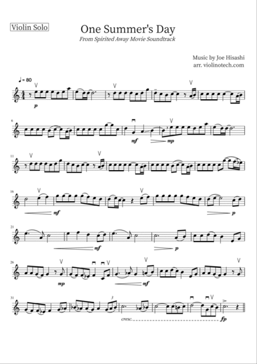 One Summer's Day Violin Solo scores gallery preview page 2