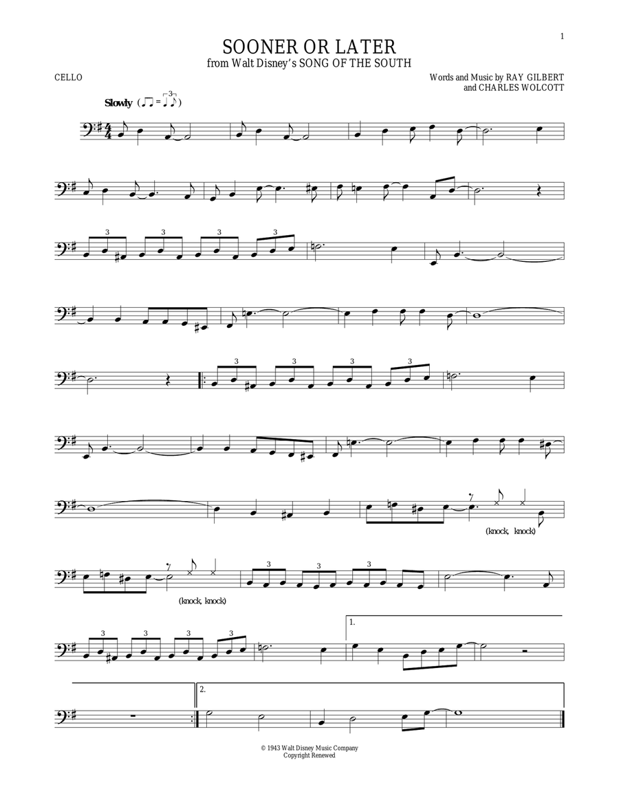 Sooner Or Later Sooner Or Later Cello Solo scores gallery preview page 1